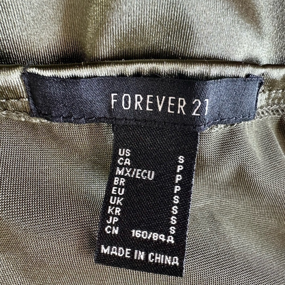 Forever 21 Olive Satin Bodycon Dress Size Small​​​​​​​​​ - Picture 5 of 5